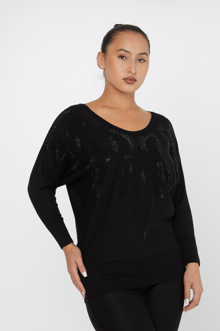 Women's Knitwear Stone Bat Sleeve Black - 30996 | KAZEE - Thumbnail