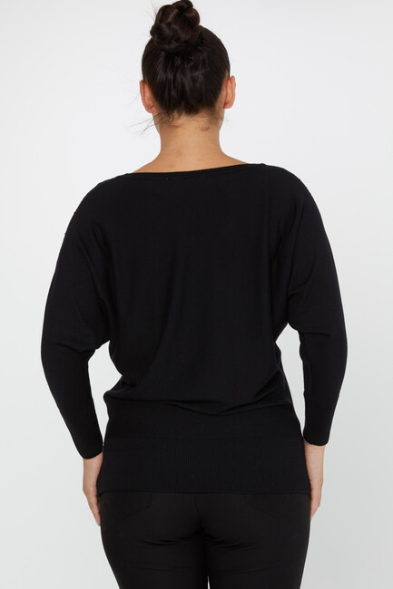 Women's Knitwear Stone Bat Sleeve Black - 30996 | KAZEE - Thumbnail