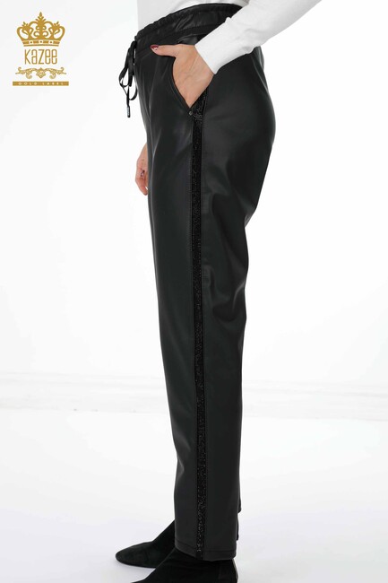 Women's Leather Trousers Black - 3645 | KAZEE - Thumbnail