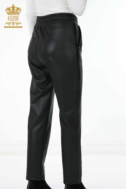 Women's Leather Trousers Black - 3645 | KAZEE - Thumbnail