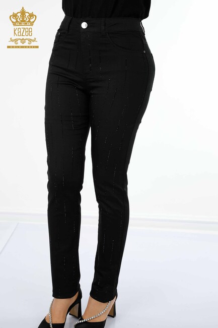 Women's Leggings Trousers Butterfly Pattern Black - 3582 | KAZEE - Thumbnail