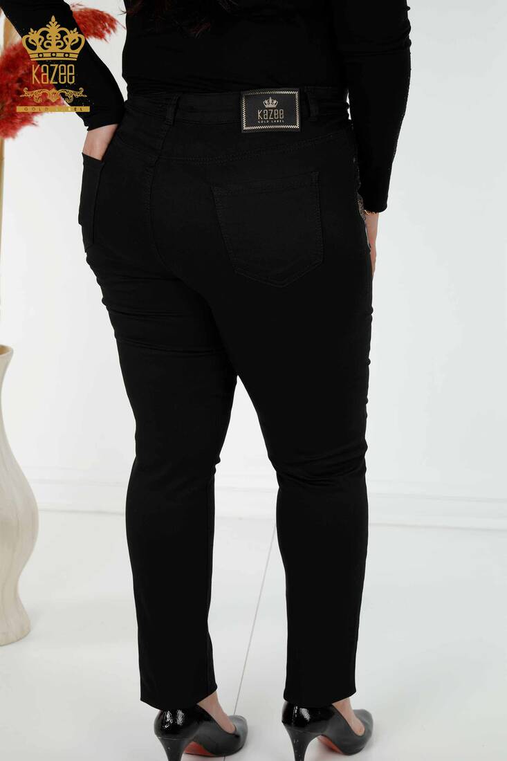 Women's Leggings Trousers Colored Stone Embroidered Black - 3600 | KAZEE