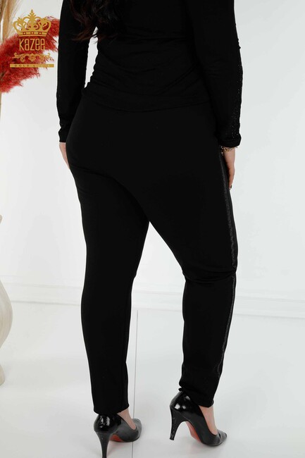 Women's Leggings Trousers Elastic Waist Black - 3462 | KAZEE - Thumbnail