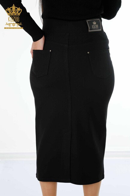 Women's Long Skirt Stone Embroidered Black - 4188 | KAZEE - Thumbnail