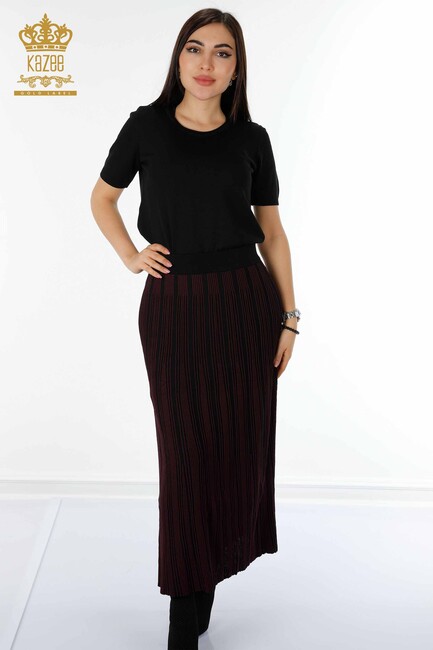 Women's Long Skirt Plum Elastic Waist - 4131 | KAZEE - Thumbnail