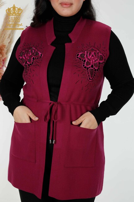 Women's Long Vest with Lacing Detail Purple - 16830 | KAZEE - Thumbnail