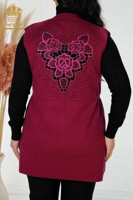 Women's Long Vest with Lacing Detail Purple - 16830 | KAZEE - Thumbnail