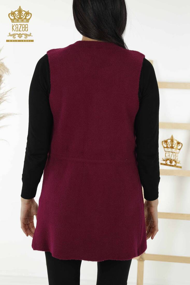 Women's Long Vest with Lacing Detail Purple - 30244 | KAZEE