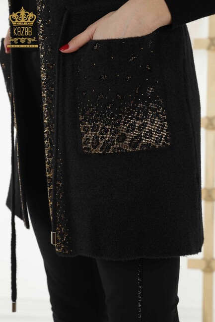 Women's Long Vest Leopard Pattern Black - 30245 | KAZEE - Thumbnail