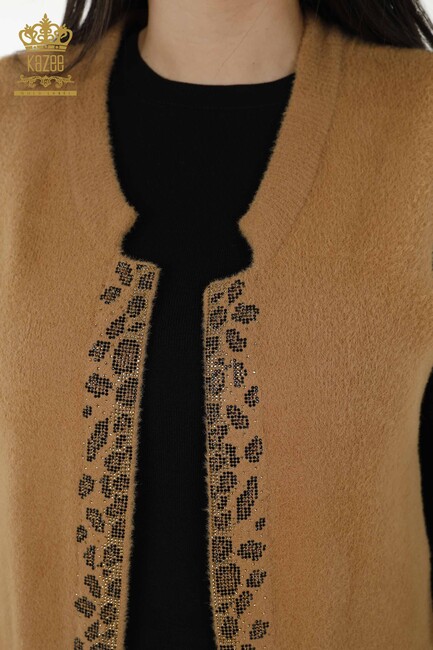 Women's Long Vest Leopard Pattern Camel - 30245 | KAZEE - Thumbnail