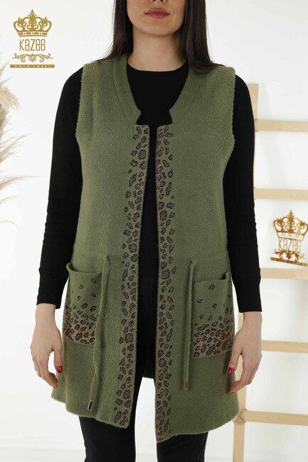 Women's Long Vest Leopard Patterned Khaki - 30245 | KAZEE - Thumbnail