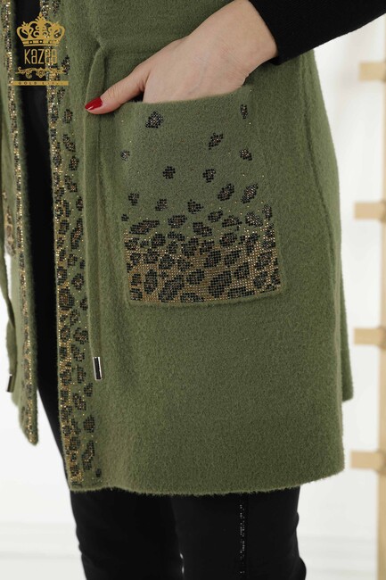 Women's Long Vest Leopard Patterned Khaki - 30245 | KAZEE - Thumbnail