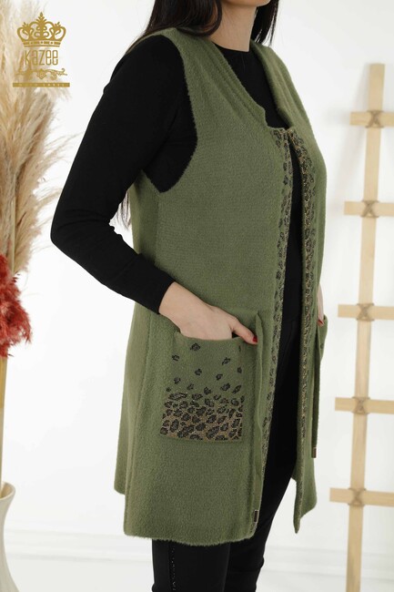 Women's Long Vest Leopard Patterned Khaki - 30245 | KAZEE - Thumbnail