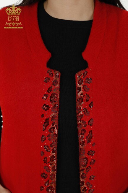 Women's Long Vest Leopard Pattern Red - 30245 | KAZEE - Thumbnail