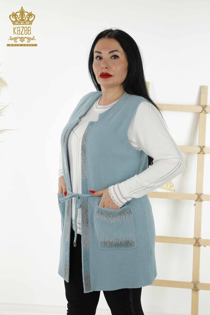 Women's Long Vest Pocketed Mint - 30247 | KAZEE - Thumbnail