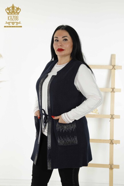 Women's Long Vest with Pockets Navy - 30247 | KAZEE - Thumbnail