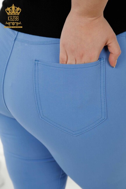 Women's Trousers Belt Detailed Blue - 3468 | KAZEE - Thumbnail