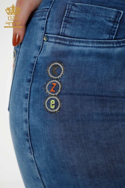 Women's Trousers Belt Detailed Blue - 3682 | KAZEE - Thumbnail