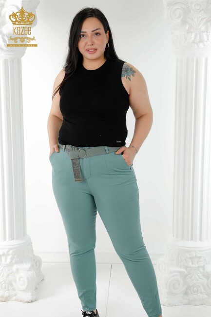 Women's Trousers Belt Detailed Mint - 3468 | KAZEE - Thumbnail