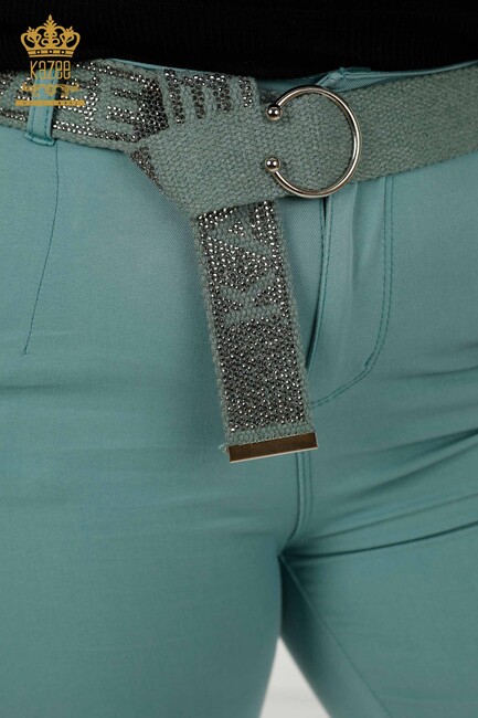 Women's Trousers Belt Detailed Mint - 3468 | KAZEE - Thumbnail