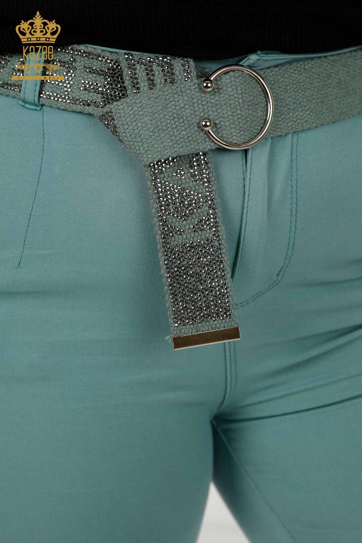 Women's Trousers Belt Detailed Mint - 3468 | KAZEE