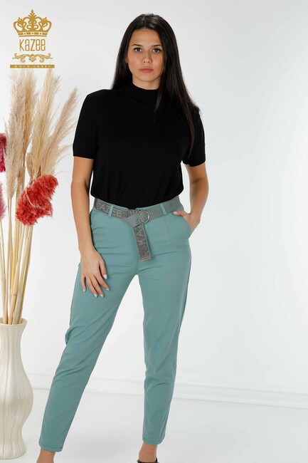 Women's Trousers Belt Detailed Mint - 3498 | KAZEE - Thumbnail