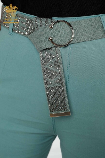 Women's Trousers Belt Detailed Mint - 3498 | KAZEE - Thumbnail