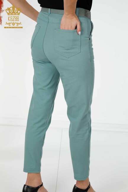 Women's Trousers Belt Detailed Mint - 3498 | KAZEE - Thumbnail