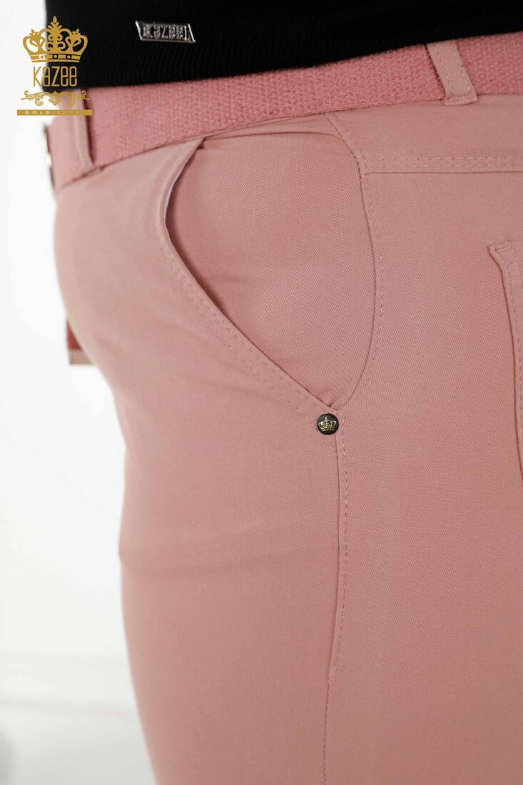 Women's Trousers Belt Detailed Dried Rose - 3468 | KAZEE