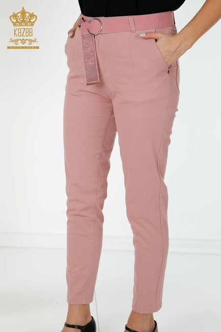 Women's Trousers Belt Detailed Dried Rose - 3498 | KAZEE - Thumbnail