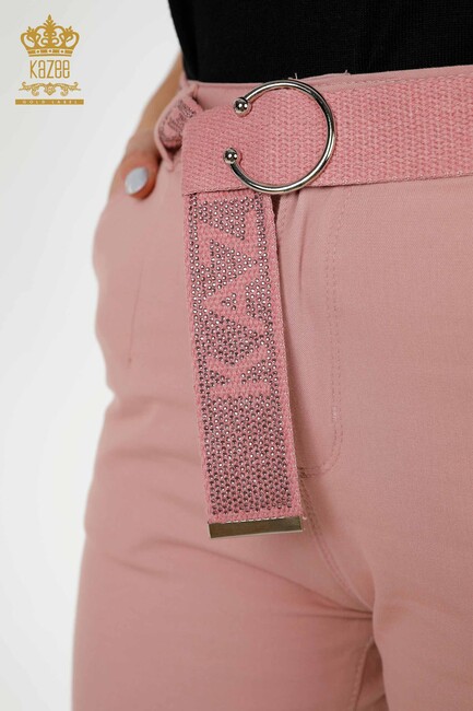 Women's Trousers Belt Detailed Dried Rose - 3498 | KAZEE - Thumbnail