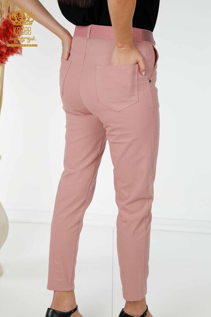 Women's Trousers Belt Detailed Dried Rose - 3498 | KAZEE - Thumbnail