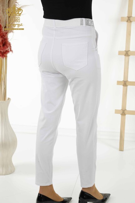 Women's Trousers Belt Detailed White - 3685 | KAZEE - Thumbnail