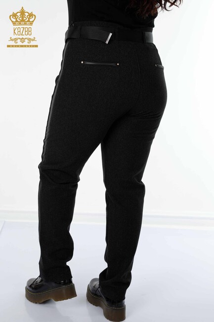 Women's Trousers Black With Belt - 3658 | KAZEE - Thumbnail