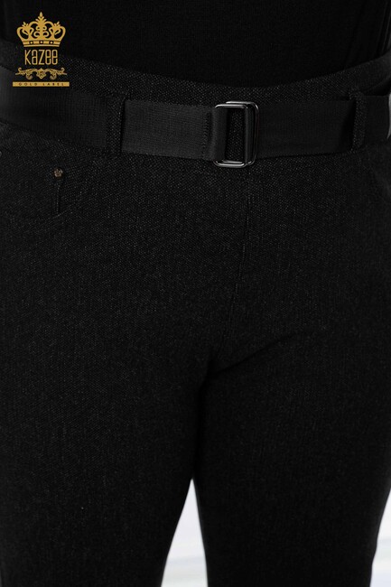 Women's Trousers Black With Belt - 3658 | KAZEE - Thumbnail