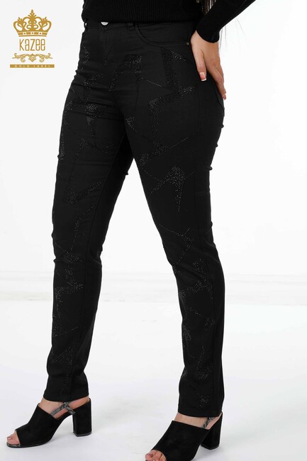 Women's Trousers Pocket Detailed Black - 3583 | KAZEE - Thumbnail