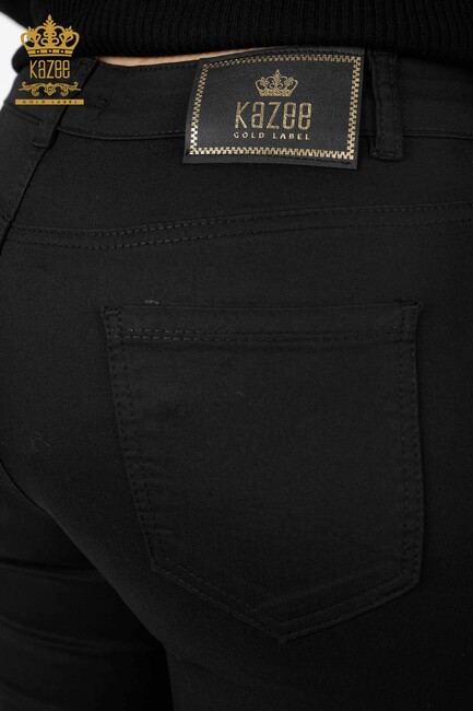 Women's Trousers Pocket Detailed Black - 3583 | KAZEE - Thumbnail