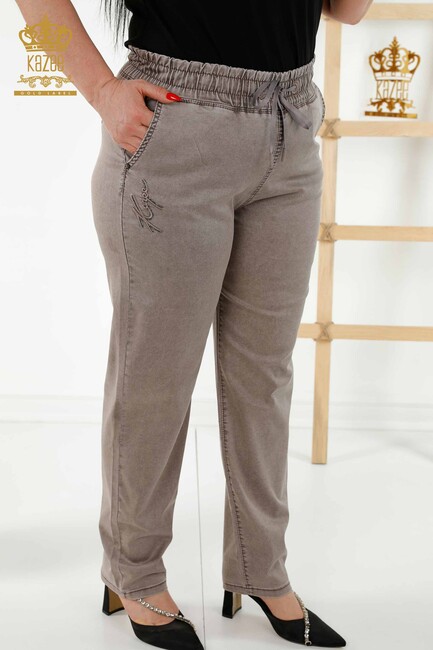 Women's Trousers Pocket Detailed Brown - 3673 | KAZEE - Thumbnail