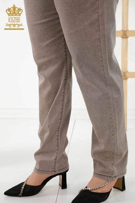 Women's Trousers Pocket Detailed Brown - 3673 | KAZEE - Thumbnail