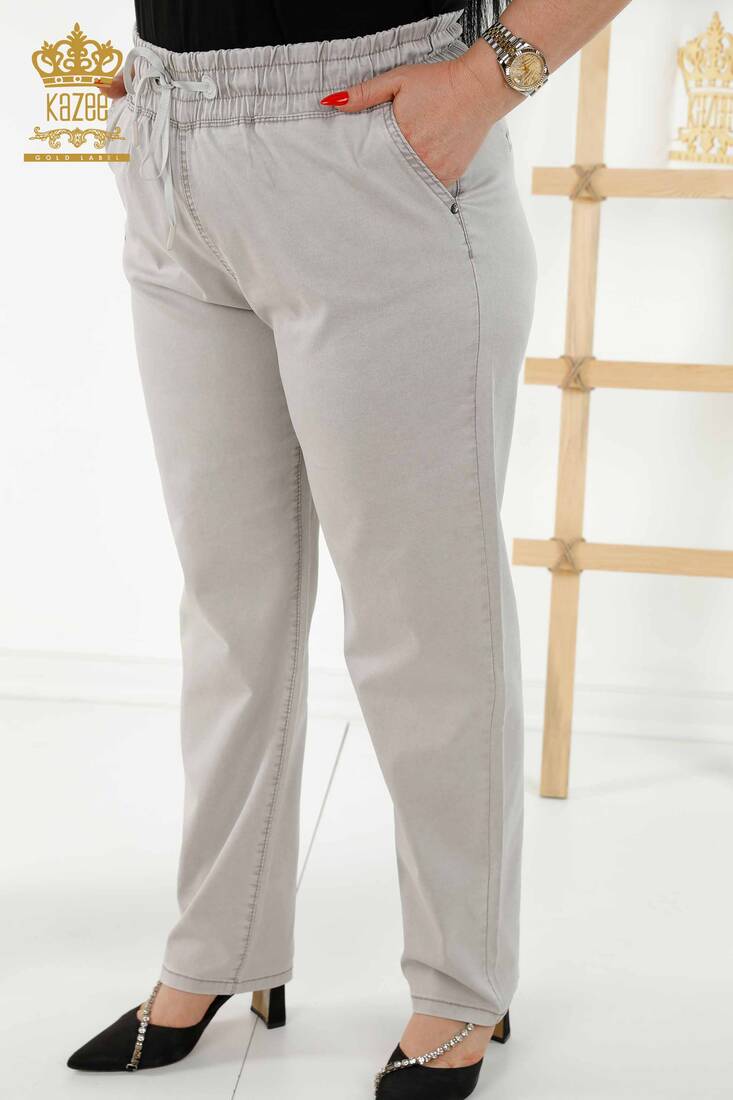 Women's Trousers Pocket Detailed Light Gray - 3673 | KAZEE