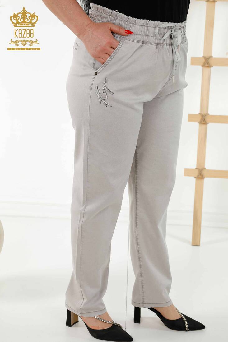 Women's Trousers Pocket Detailed Light Gray - 3673 | KAZEE