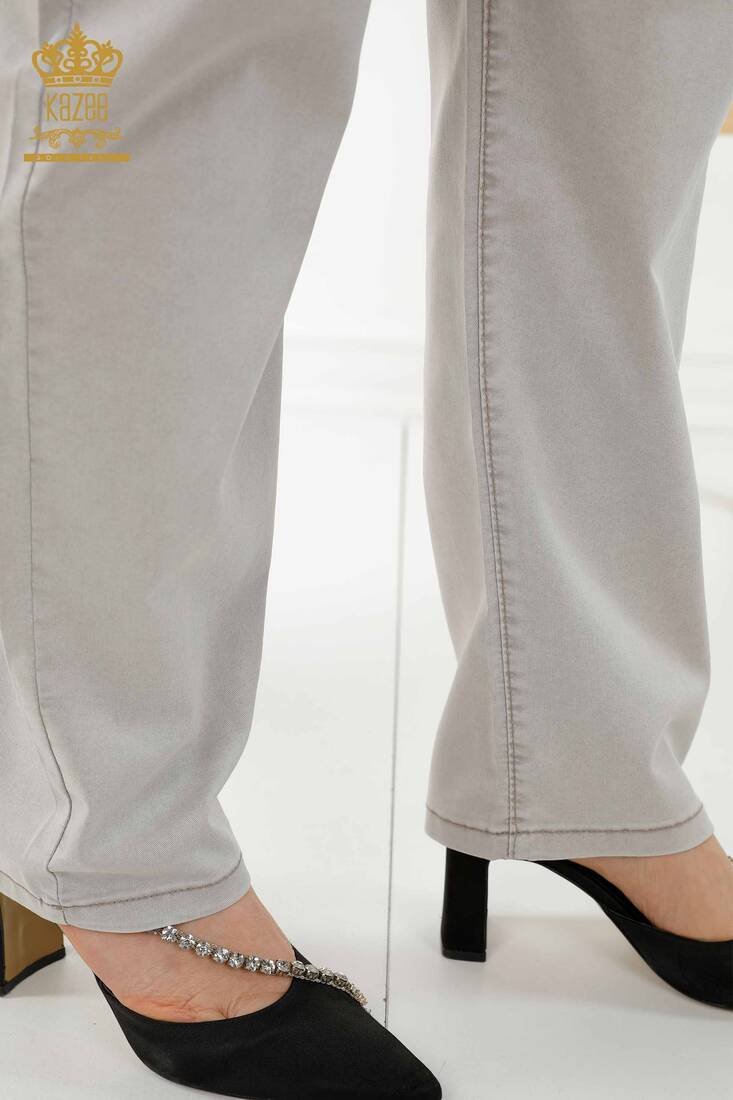 Women's Trousers Pocket Detailed Light Gray - 3673 | KAZEE