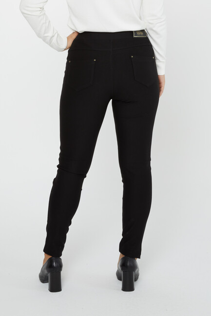 Women's Trousers Pocket Part Stone Detail Black - 3758 | KAZEE - Thumbnail