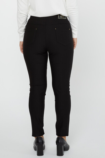 Women's Trousers Side Stripe Leopard Stone Detail Black - 3726 | KAZEE - Thumbnail