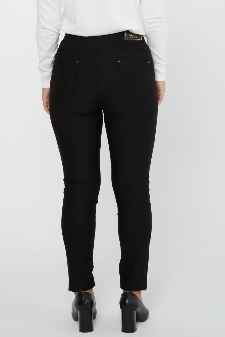 Women's Trousers Side Stripe Leopard Stone Detail Black - 3726 | KAZEE