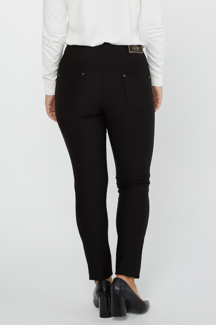 Women's Trousers Side Leopard Stripe Detail Black - 3727 | KAZEE - Thumbnail