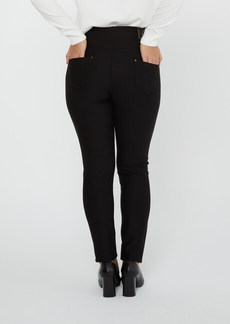 Women's Trousers Side Stripe Stone Detail Black - 3723 | KAZEE - Thumbnail