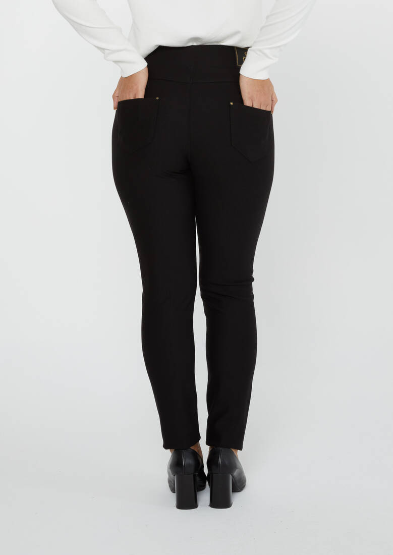 Women's Trousers Side Stripe Stone Detail Black - 3723 | KAZEE