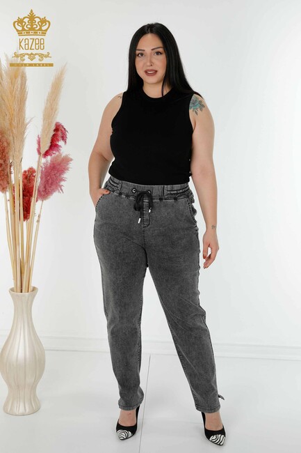 Women's Trousers Black With Slits - 3697 | KAZEE - Thumbnail