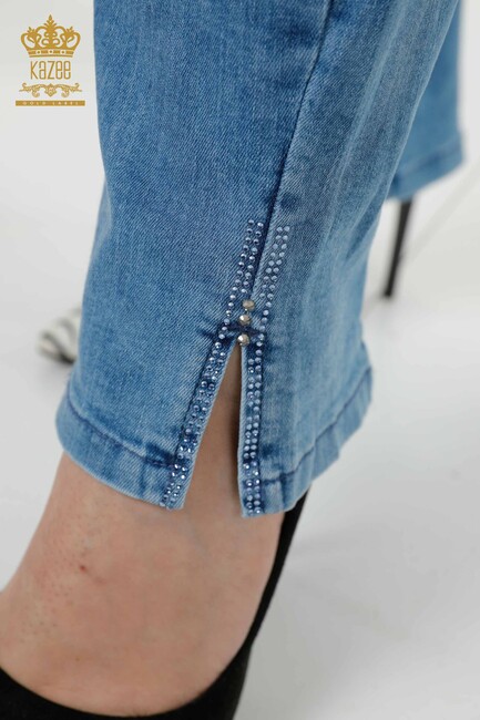 Women's Trousers Blue with Slit - 3697 | KAZEE - Thumbnail